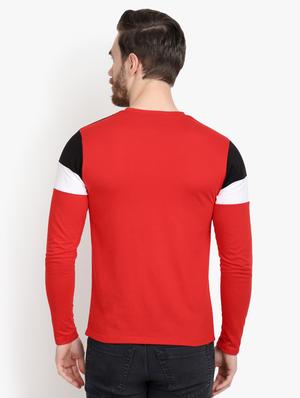 red color block cut & sew t-shirt - 17643226 - Standard Image - 3