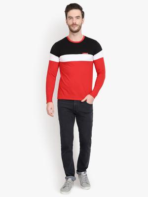 red color block cut & sew t-shirt - 17643226 - Standard Image - 4