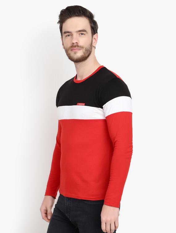 red color block cut & sew t-shirt - 17643226 - Zoom Image - 2