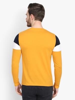 mustard color block cut & sew t-shirt - 17643230 - Standard Image - 3