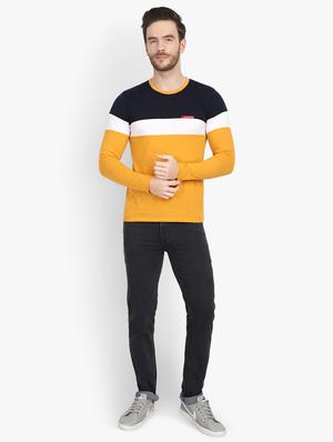 mustard color block cut & sew t-shirt - 17643230 - Standard Image - 4