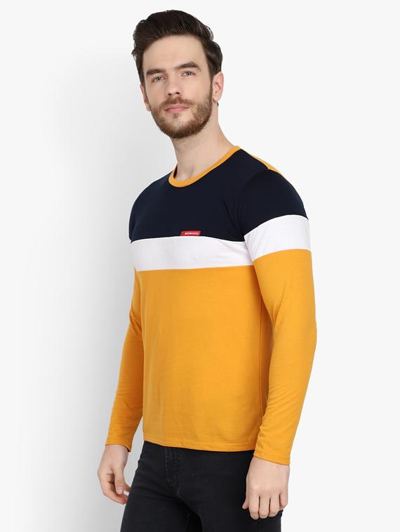 mustard color block cut & sew t-shirt - 17643230 - Zoom Image - 2