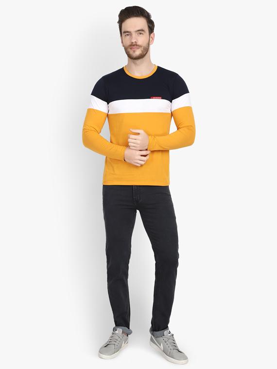 mustard color block cut & sew t-shirt - 17643230 - Zoom Image - 4