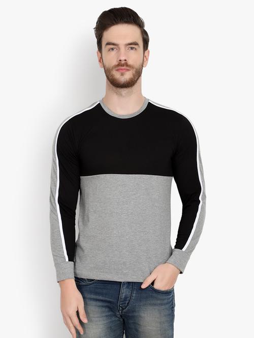 black color block cut & sew t-shirt - 17643232 - Standard Image - 1