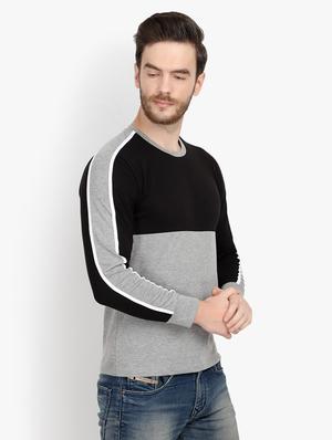 black color block cut & sew t-shirt - 17643232 - Standard Image - 3
