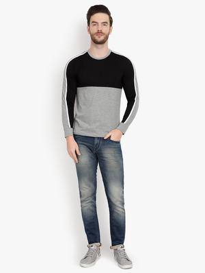 black color block cut & sew t-shirt - 17643232 - Standard Image - 4