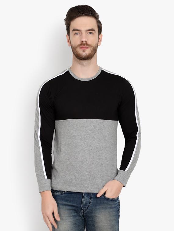 black color block cut & sew t-shirt - 17643232 - Zoom Image - 1