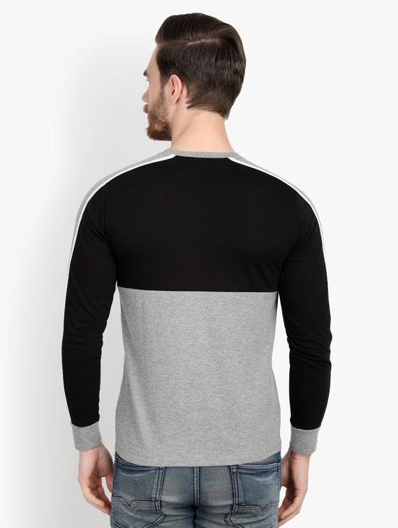 black color block cut & sew t-shirt - 17643232 - Zoom Image - 2