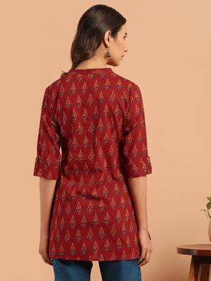 mandarin neck printed tunic - 17643275 - Standard Image - 3