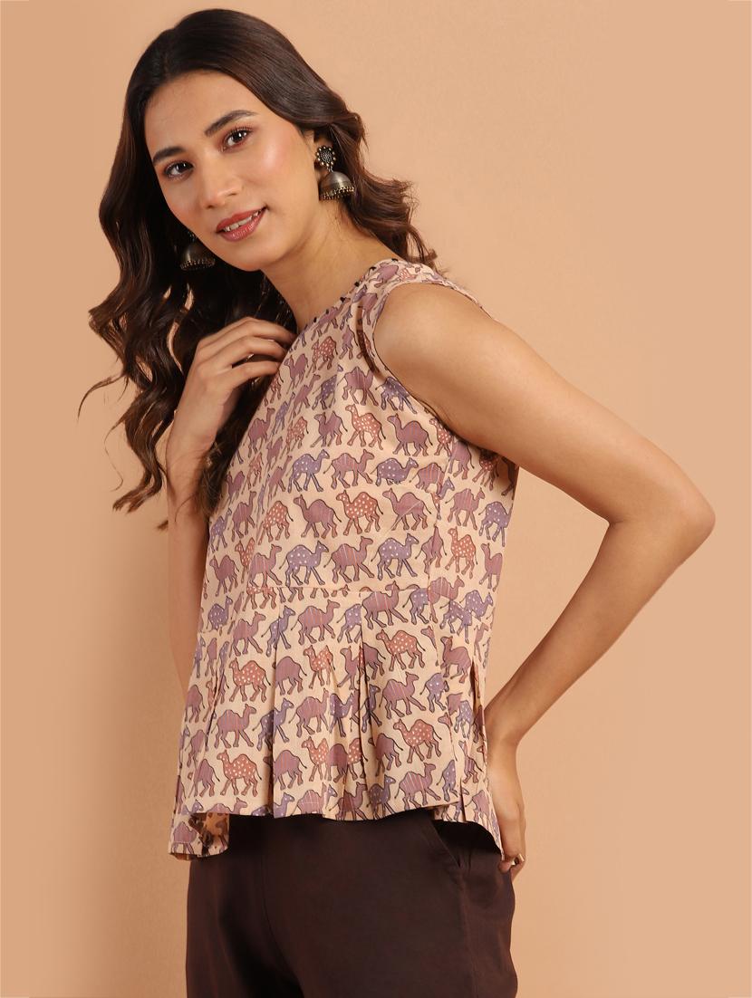 round neck printed top - 17643278 - Zoom Image - 2