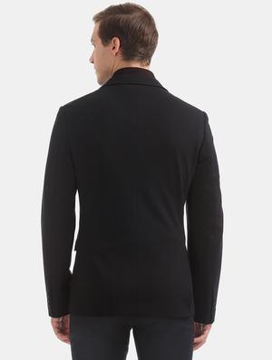 navy blue solid single breasted formal blazer - 17644504 - Standard Image - 3