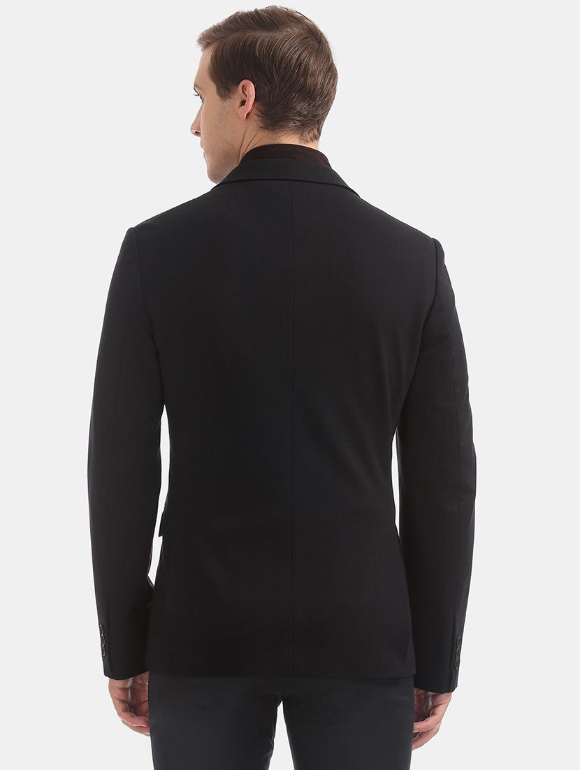 navy blue solid single breasted formal blazer - 17644504 - Zoom Image - 3