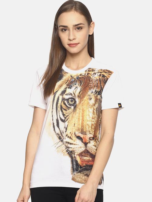 women's front print round neck t-shirt - 17645342 -  Standard Image - 0