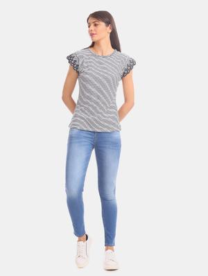 round neck striped top - 17645352 - Standard Image - 4