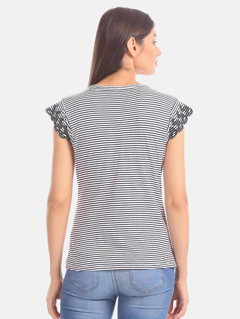 round neck striped top - 17645352 - Zoom Image - 3