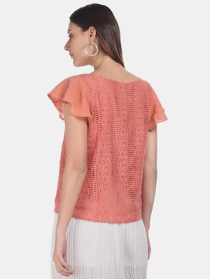 flutter sleeve lace top - 17645355 - Standard Image - 2