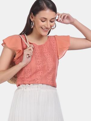 flutter sleeve lace top - 17645355 - Standard Image - 3