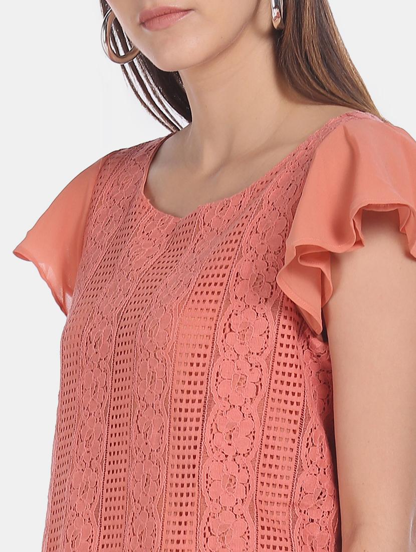 flutter sleeve lace top - 17645355 - Zoom Image - 5