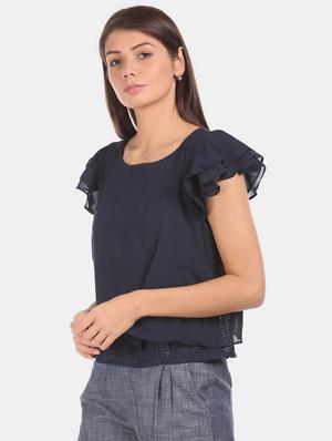 tiered sleeve lace detail top - 17645358 - Standard Image - 2