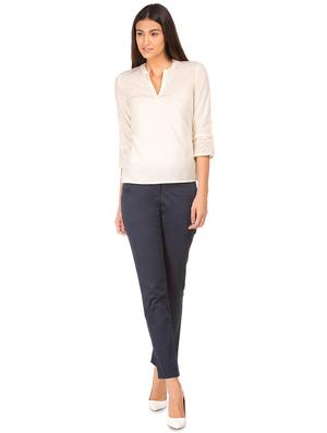 solid mandarin neck top - 17645399 - Standard Image - 4