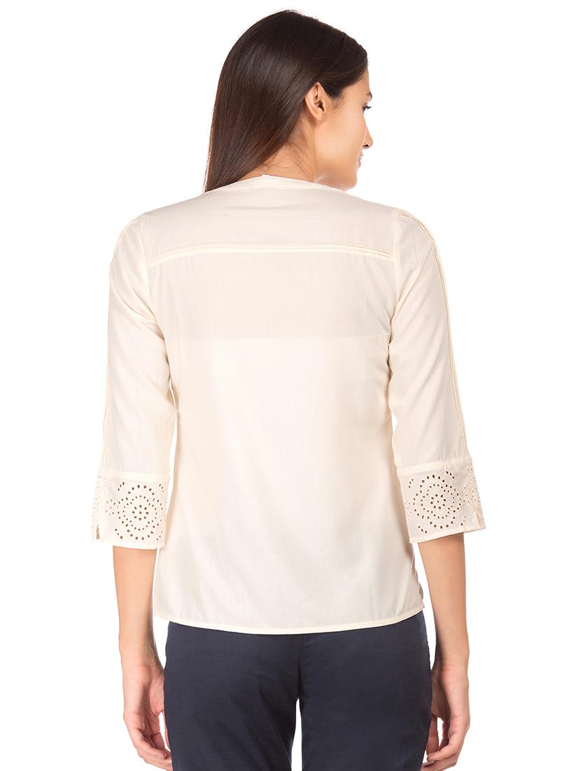 solid mandarin neck top - 17645399 - Zoom Image - 3