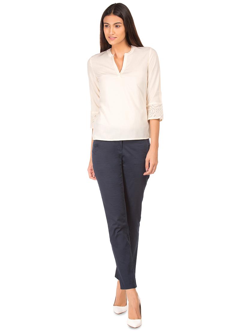 solid mandarin neck top - 17645399 - Zoom Image - 4