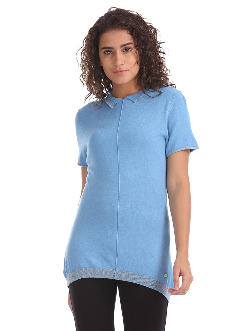 shirt collar solid top - 17645410 - Zoom Image - 1