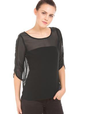 round neck solid top - 17645414 - Standard Image - 2