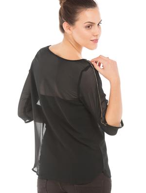 round neck solid top - 17645414 - Standard Image - 3