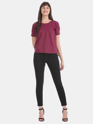 round neck lace detail top - 17645448 - Standard Image - 5