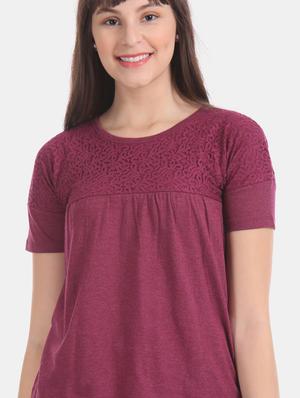 round neck lace detail top - 17645448 - Standard Image - 6