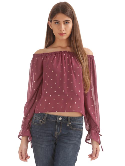 off shoulder crop top - 17645487 - Standard Image - 1