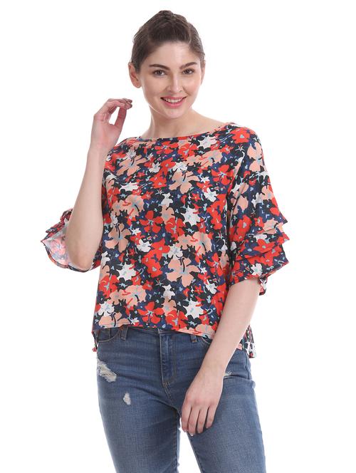boat neck floral top - 17645497 - Standard Image - 1