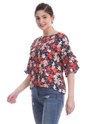 boat neck floral top - 17645497 - Standard Image - 3