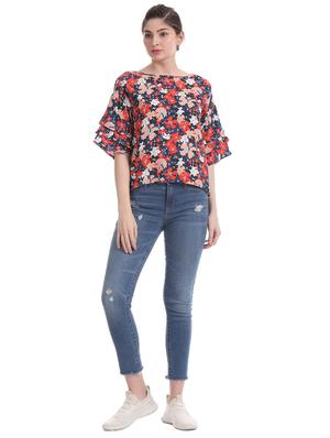 boat neck floral top - 17645497 - Standard Image - 5
