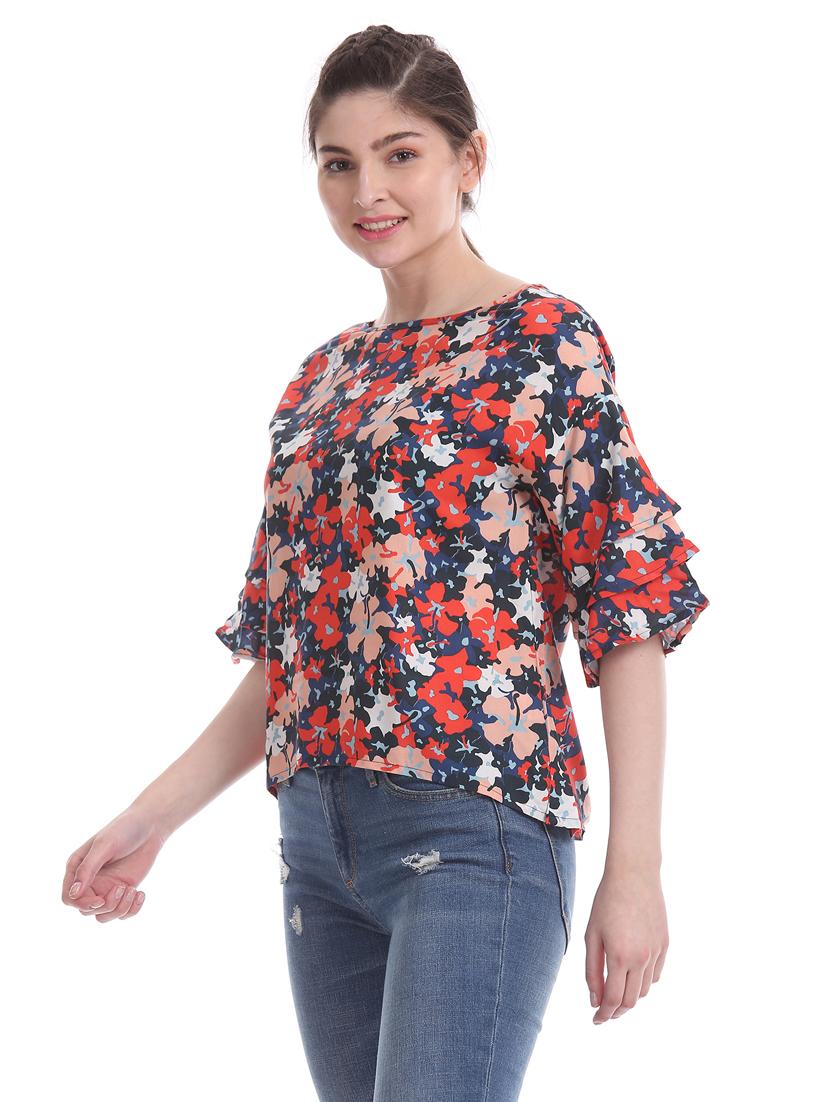 boat neck floral top - 17645497 - Zoom Image - 3