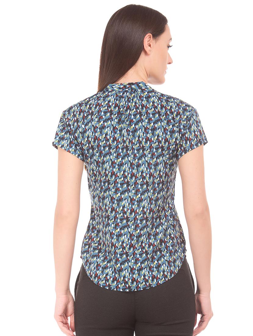 mandarin neck printed top - 17645508 - Zoom Image - 2