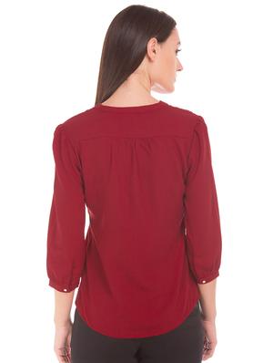 mandarin neck solid top - 17645509 - Standard Image - 3