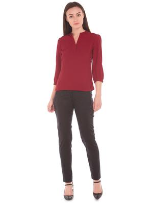 mandarin neck solid top - 17645509 - Standard Image - 4