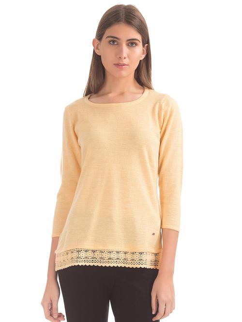 lace hem solid top - 17645537 - Standard Image - 1