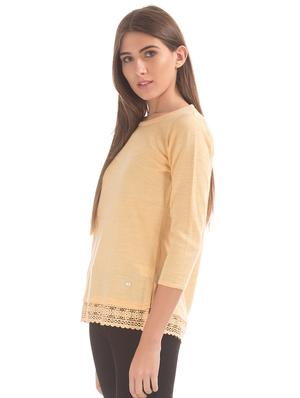 lace hem solid top - 17645537 - Standard Image - 2