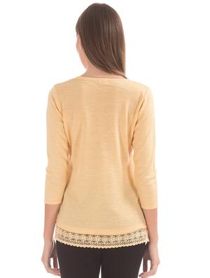lace hem solid top - 17645537 - Standard Image - 3