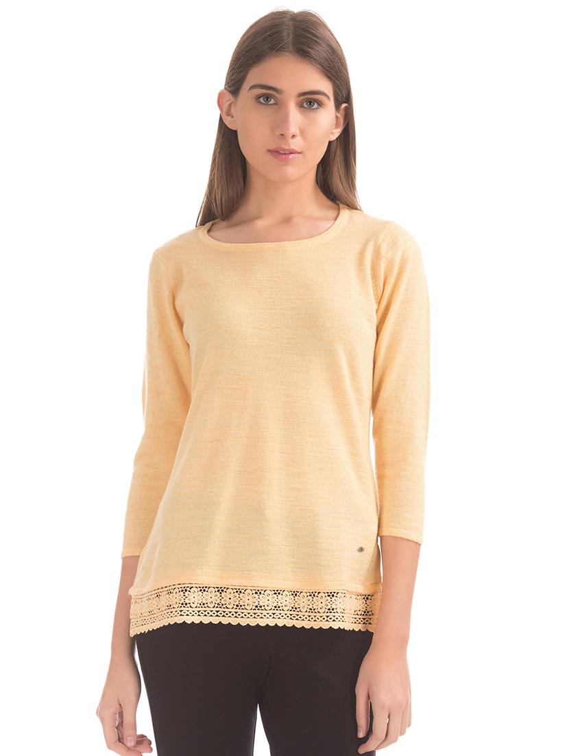 lace hem solid top - 17645537 - Zoom Image - 1