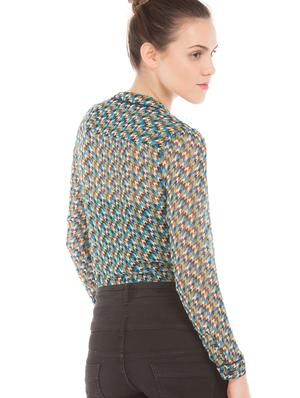 houndstooth printed sheer top - 17645549 - Standard Image - 3