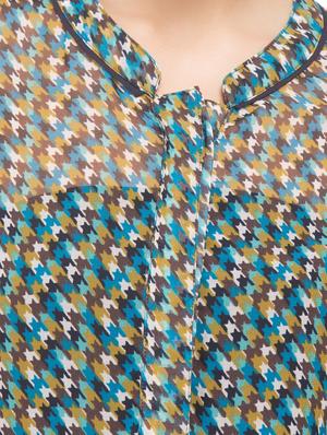 houndstooth printed sheer top - 17645549 - Standard Image - 5
