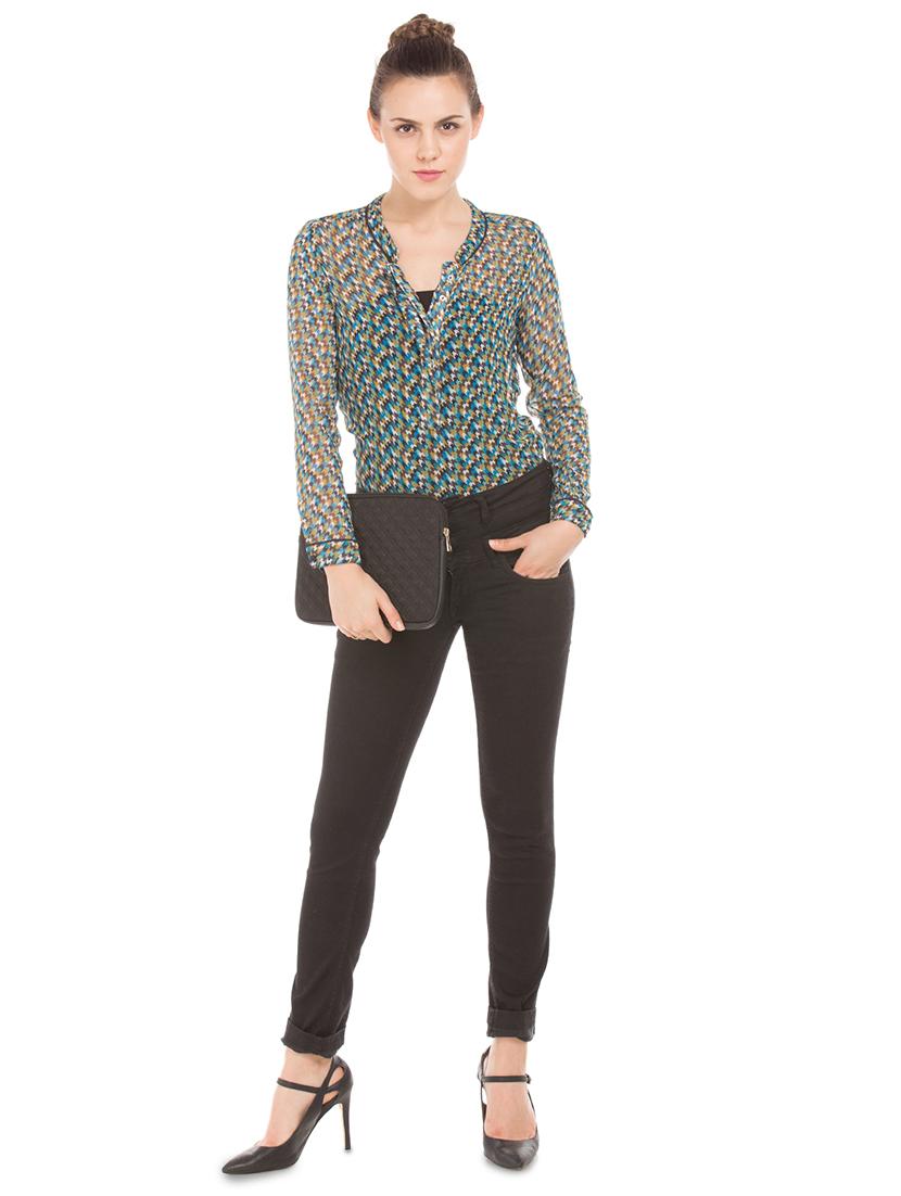 houndstooth printed sheer top - 17645549 - Zoom Image - 4