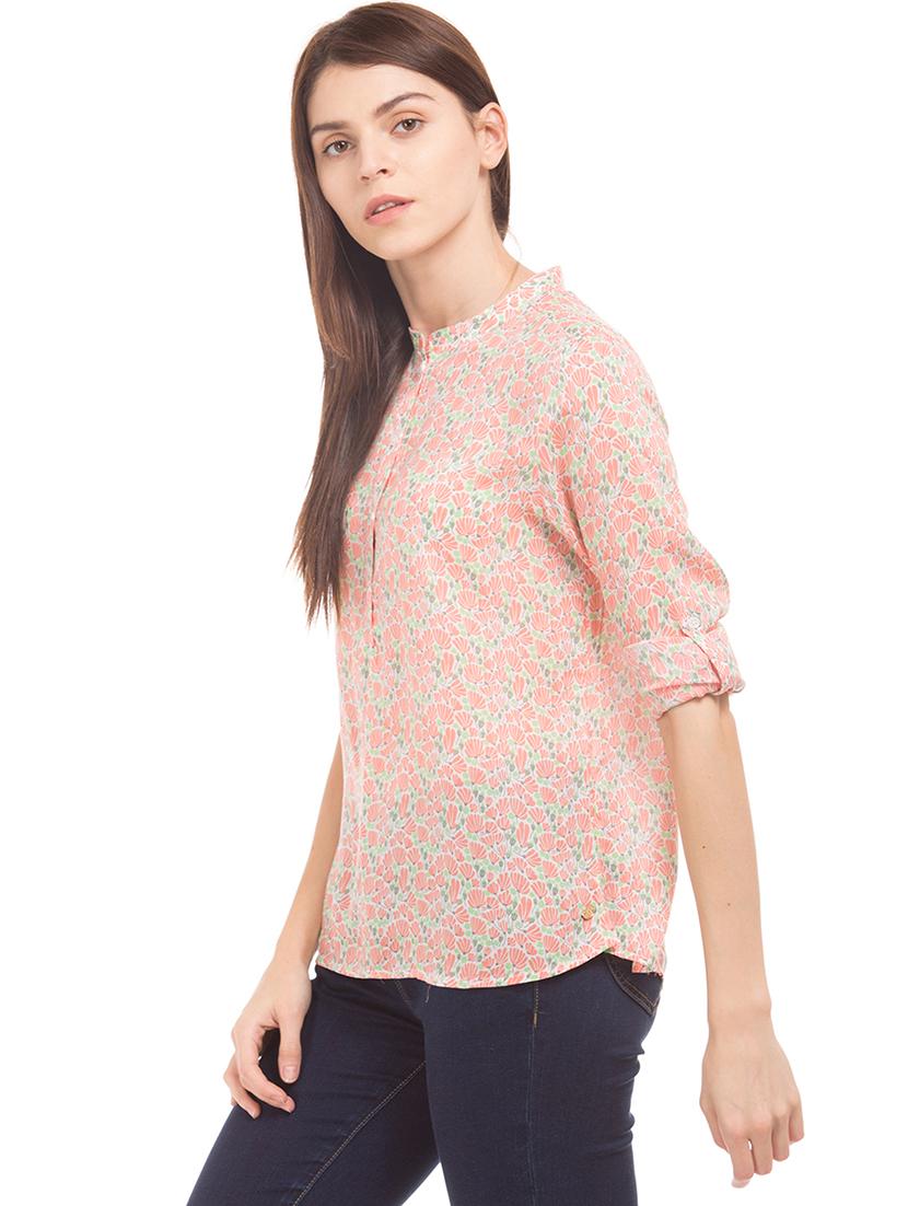 mandarin neck floral top - 17645572 - Zoom Image - 2