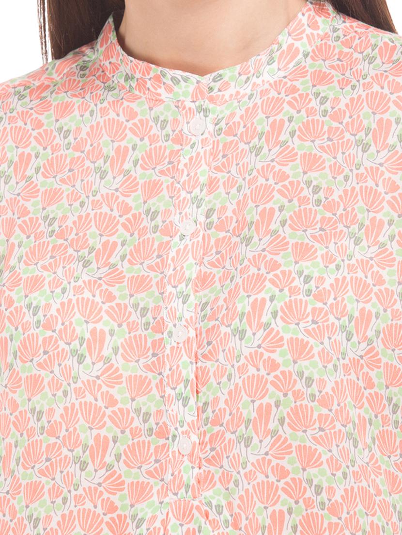 mandarin neck floral top - 17645572 - Zoom Image - 5