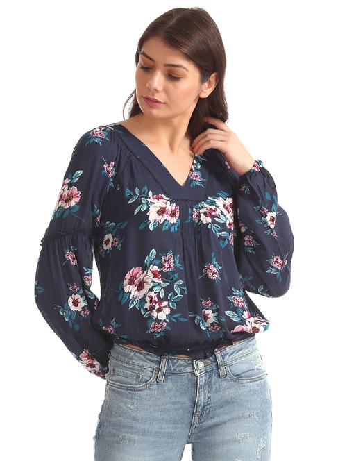 floral print blouson top - 17645588 - Very Small Image - 1