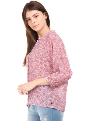 mandarin neck boxy top - 17645613 - Standard Image - 2
